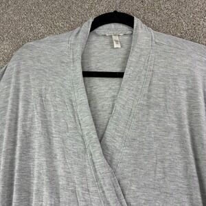 Soma Womens Small Gray Jersey Knit Kimono Robe Lounge Wear Pockets Cotton Cozy